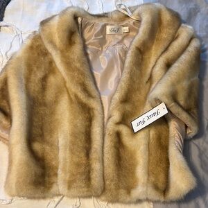 Eliza J Luxurious Faux Fur Cream Jacket